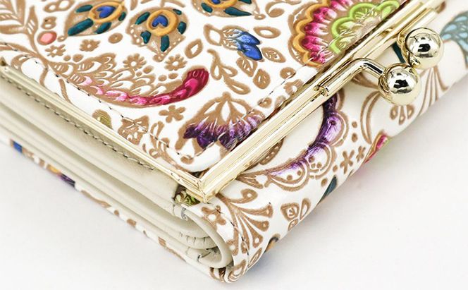 【文庫屋大関】三つ折りミニ財布　孔雀【皮革工芸品】 ファッション 小物 民芸品 お札 カード 小銭 手のひらサイズ コンパクト 大人かわいい 牛革 手作り 国産 