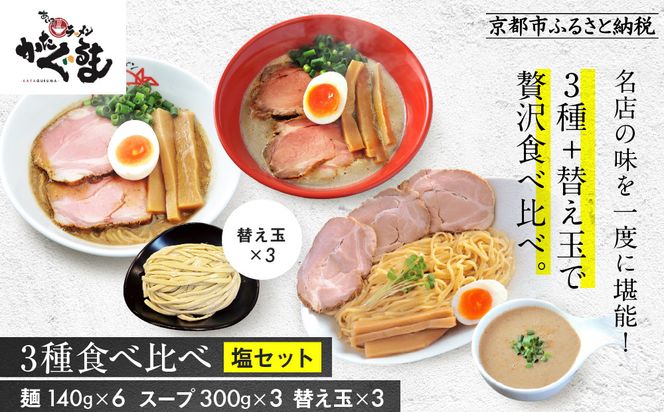 【京都・あいつのラーメンかたぐるま】食べ比べ塩3食セット(こくとん・濁とんラーメン、うるとらつけ麺×各1＋替え玉3)｜京都 有名店 人気セット［ 人気店の看板ラーメン こくとん・濁とんラーメン、うるとらつけ麺3食セット 塩味 自家製麺 濃厚スープ グルメ おいしい 人気 おすすめ お取り寄せ 通販 送料無料 ふるさと納税 ］ 261009_A-ABS004