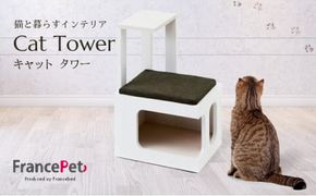 「ふるさと納税限定品」【フランスペット】キャットタワー（木製猫家具）H-296