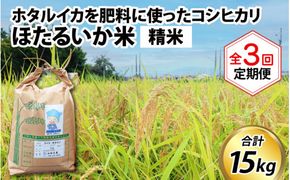 ほたるいか米（精米５kg）×3回 計15kg【3ヶ月定期便】
