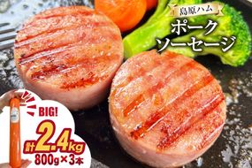 AJ277 総重量2kg越え！2.4kg 特大！ 島原ハム ポークソーセージ 800g 3本 セット [ ハム ボロニアソーセージ 大光食品 長崎県 島原市 ]