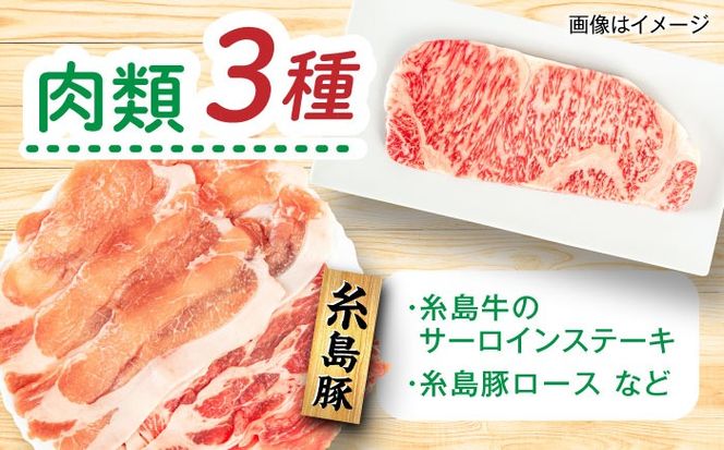 【全3回定期便】糸島産 肉 米 野菜 果物 厳選詰め合わせ MINORI BOX Lサイズ 糸島市 / emma.Inc / 米 肉 野菜 果物 詰め合わせ[AOP016]
