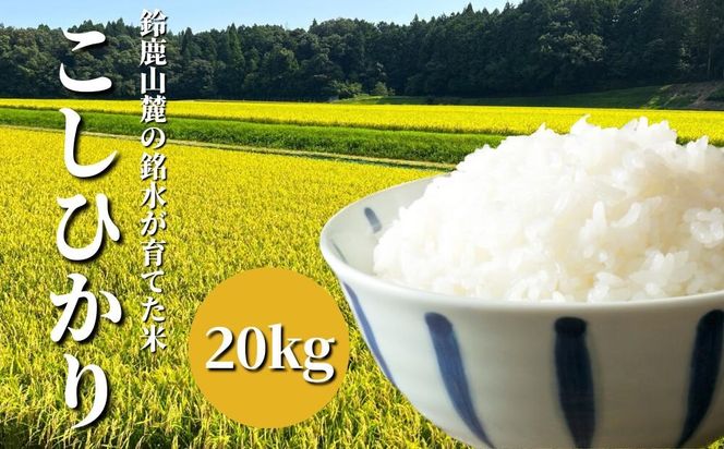 【令和6年度】鈴鹿山麓の銘水が育てた米、米どころ三重県産小山田地区「こしひかり」20kg-[G755]