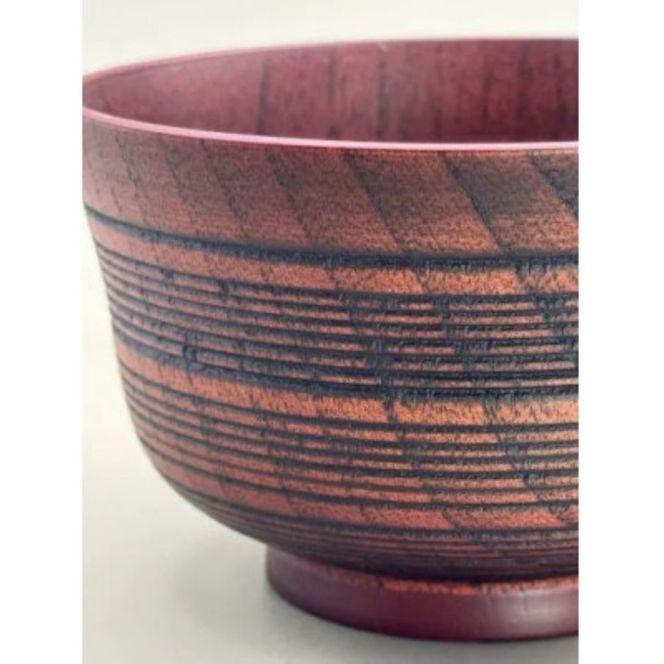 線面汁椀 ２個セット［黒漆］［朱］各1［NF94］ 303446_CU90042