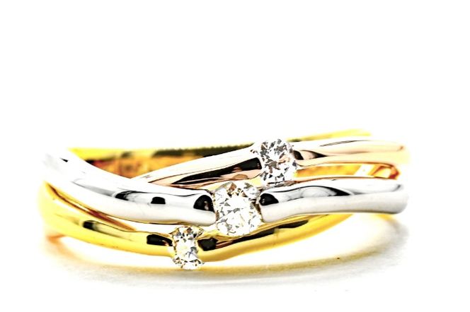 K18/PT　スリーカラーダイヤリング0.20CT　R3979DI-C 188-046