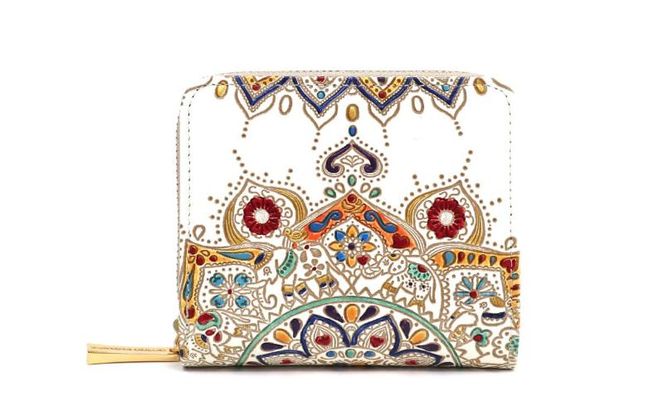 【文庫屋大関】二つ折りファスナーミニ財布 象のカーニバル【皮革工芸品】財布 二つ折り 小物 お札 カード 小銭 コンパクト 牛革 手作り 日本製 墨田区 東京都