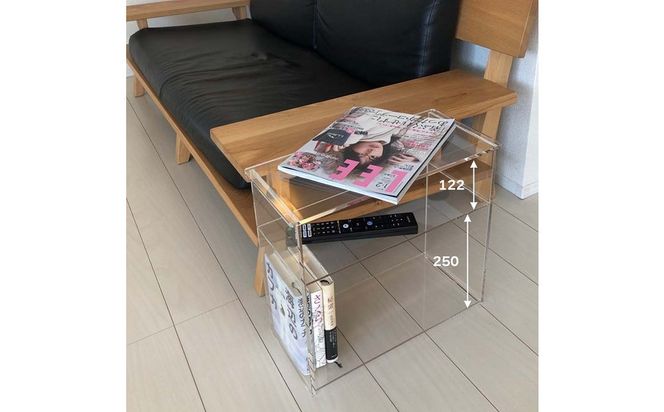 棚付きアクリルサイドテーブル　1台　川崎市自社工場一貫生産品 141305_MH13
