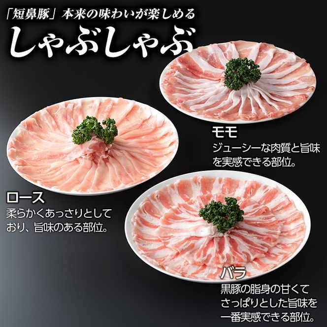 《容量が選べる！》鹿児島黒豚「短鼻豚」しゃぶしゃぶセット計600g～4.8kg(ロース肉・バラ肉・モモ肉)【鹿児島ますや】姶良市 国産 鹿児島県 肉 豚 豚肉 黒豚 スライス しゃぶしゃぶ セット 小分け 食べ比べ a005 a039 a054 a065 a309
