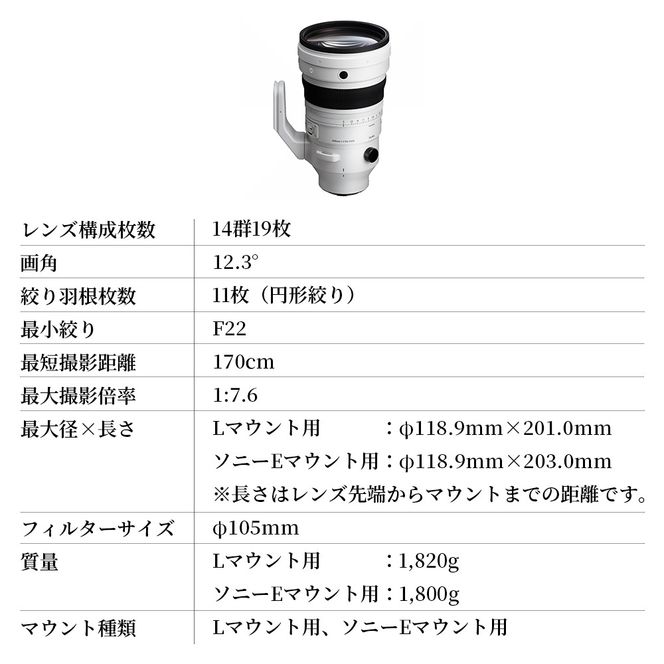 SIGMA 200mm F2 DG OS | Sports【Lマウント】望遠単焦点レンズ