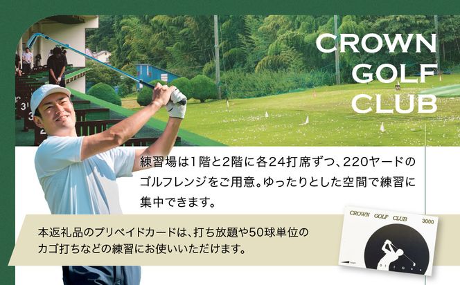 クラウンゴルフクラブ　ゴルフ練習場利用プリペイドカード【ゴルフ練習場  プリペイドカード 1枚3,000円分  神奈川県 小田原市 】 142069_DT001