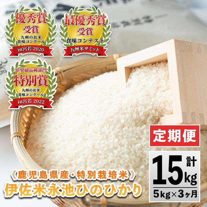isa540 【定期便】令和7年産 特別栽培米 伊佐米永池ひのひかり(計15kg・5kg×3ヶ月) 伊佐市 永池 お米 米 白米 精米 伊佐米 食味コンテスト 最優秀賞受賞 ヒノヒカリ 【エコファーム永池】
