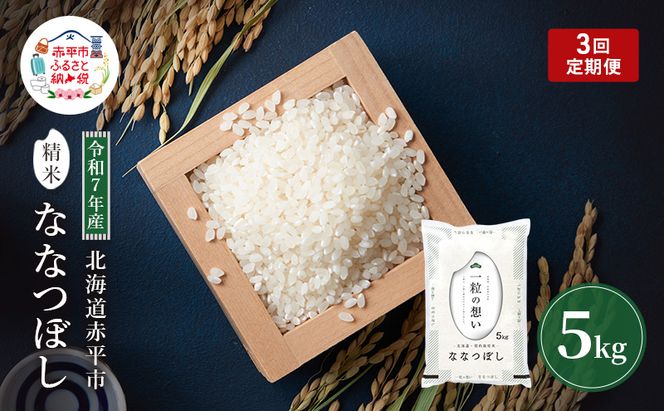 定期便3回 連続 お届け 令和7年産 北海道 赤平産 ななつぼし 5kg 白米 精米 米 北海道 ごはん ご飯 ライス おにぎり 定期便 定期 お楽しみ 3回