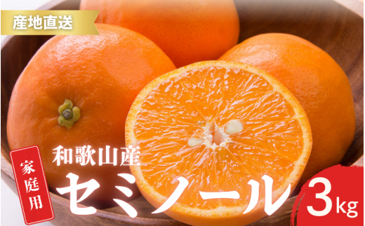 【先行予約】ご家庭用 セミノール 和歌山 有田 S～2Lサイズ 大きさお任せ 3kg【4月下旬～5月下旬頃に順次発送】/ みかん フルーツ 果物 くだもの 蜜柑 柑橘【ktn025】