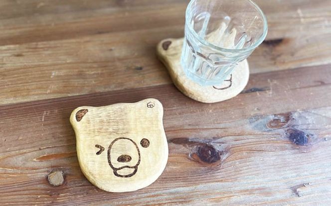 しろくまのコースター 1点 手彫り 木製 糸島市 / しろくも工房【いとしまごころ】[AEO012]