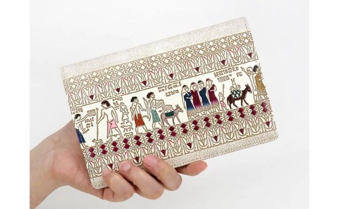 【文庫屋大関】パーソナルホルダー　エジプトNo.6【皮革工芸品】 雑貨 日用品 ブックカバー パスポートケース 貴重品入れ マルチケース シンプル 和風 革小物 