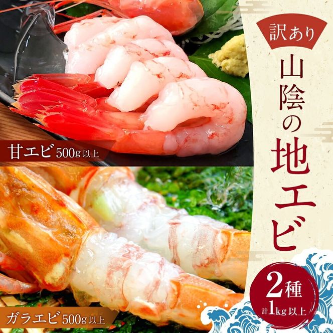 【ふるさと納税】【数量限定】山陰のわけあり地エビ 2種 計1kg以上（甘エビ、ガラエビ各500g以上×2種） お刺身可 訳あり 訳アリ 海老 えび エビ 甘海老 甘えび ガラエビ ドロエビ 食べ比べ セット 海鮮 魚介 お取り寄せ 訳あり 傷 兵庫県 新温泉町 送料無料