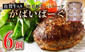 《2025年4月配送》老舗55年【佐賀牛入】黒毛和牛ハンバーグ がばいばーぐ 6個　A-90