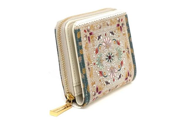 【文庫屋大関】二つ折りファスナーミニ財布 黄金のタピ【皮革工芸品】財布 二つ折り 小物 お札 カード 小銭 コンパクト 牛革 手作り 日本製 墨田区 東京都