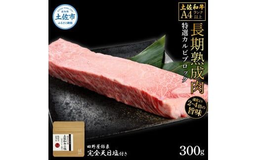 土佐和牛 特選カルビブロック300g 田野屋銀象完全天日塩1P付き 特選 長期熟成肉 田野屋銀象 完全天日塩付き カルビ 牛肉 ブロック 肉 お肉 和牛 国産 牛【株式会社LATERAL】 [BQAU041]