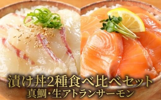 【冷凍】日向灘真鯛と生アトランサーモンの漬け丼2種食べ比べセット　100g×8袋　N019-YB252