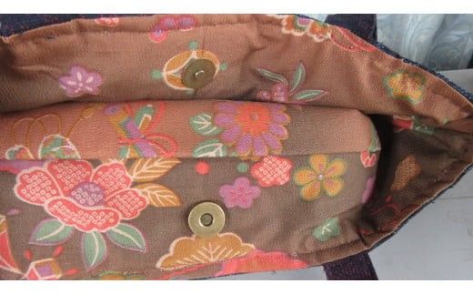 本場 結城紬 160 亀甲 リメイク トートバック 本場結城紬 手作り バック [BN028ci]