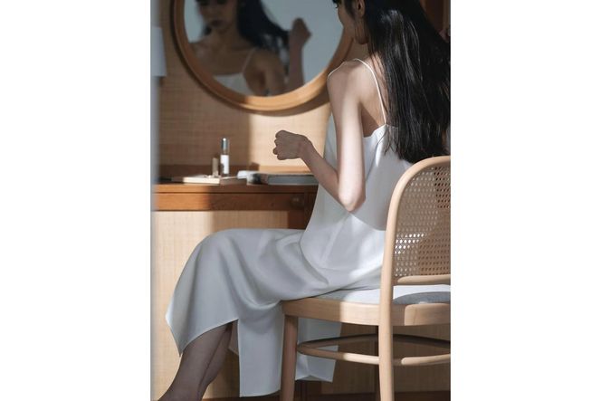 シルクサテンキャミドレス（白） ふるさと納税 キャミドレス ドレス シルク 高品質 丹後ちりめん インナー ファッション　TH00010