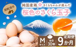 【定期便9ヵ月】純国産鶏さくらちゃんが産んだ桜色のさくら玉子 五分咲き（Mサイズ）30個 ｜ 卵 鶏卵 たまご タマゴ 生卵 たまごかけご飯 濃厚 甘み 国産