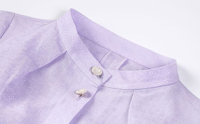 サマーシャツ（パープル / レディース）琉球織物 両面浮花織 ファッション フォーマル カジュアル 冠婚葬祭 / 沖縄市 FABRIC SHOP MINAMI[BCCS011]