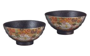 九谷焼　 組飯碗　金花詰　a02 食器 キッチン雑貨 キッチンアイテム 雑貨 食卓 テーブルコーディネート ペア茶碗 夫婦茶碗 