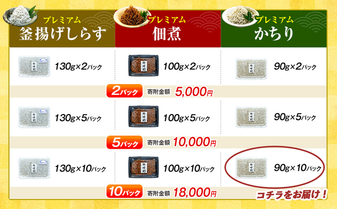 プレミアム かちり 900g （90g×10パック） 小分け 冷凍 ちりめんじゃこ シラス 白子 しらす かちり ちりめんじゃこ シラス  ふるさと納税しらす ふるさと納税かちり ふるさと納税ちりめんじゃこ シラス丼 シラス丼 しらすパスタ カネ成 人気シラス 愛知県 南知多町 しらす シラス 米 お米 コメ に合う 丼  シラス shirasu sirasu SIRASU 人気シラス