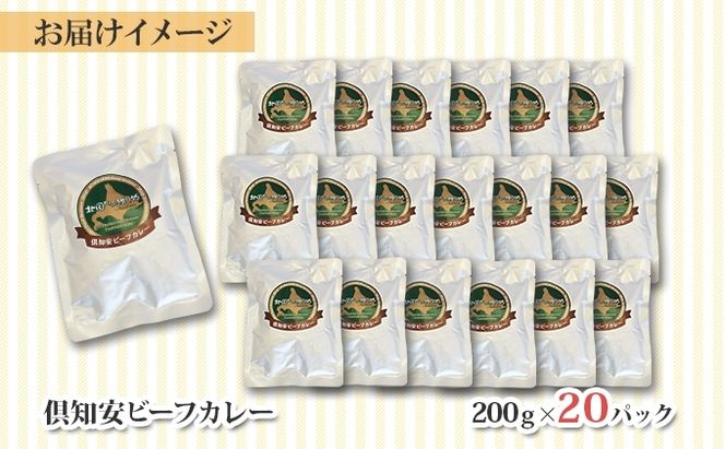 【CF】北海道 倶知安 ビーフカレー 200g 20個 中辛 レトルト 食品 加工品 時短 牛肉 野菜 じゃがいも お取り寄せ グルメ 詰め合わせ 倶知安町 保存食 スパイシー スパイス おかず　【レトルト・ビーフカレー・中辛】 お肉 倶知安町産 20食 