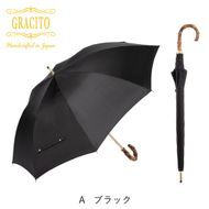 GRACITO 晴雨兼用 日本製 富士絹 軽量 レディース 長傘 22200【ブラック無地】｜グラシト 婦人 傘 手開 カーボン骨 UVカット加工 日傘 雨傘 [0737]