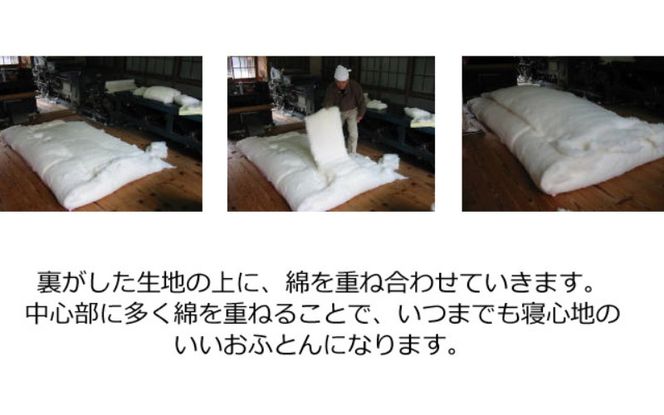 綿わた掛けふとん　シングルロング　ふとん職人の手作り掛けふとん　側生地：ピンク mrst0004-1