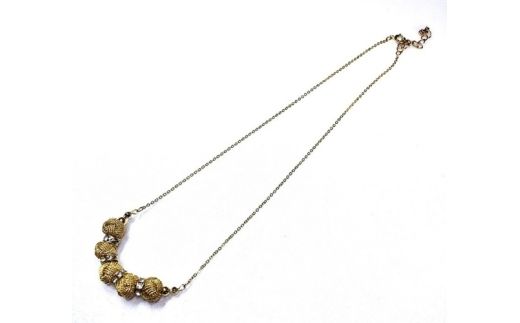 組紐ネックレスミニ小田巻5個金【hrkz0022-1】