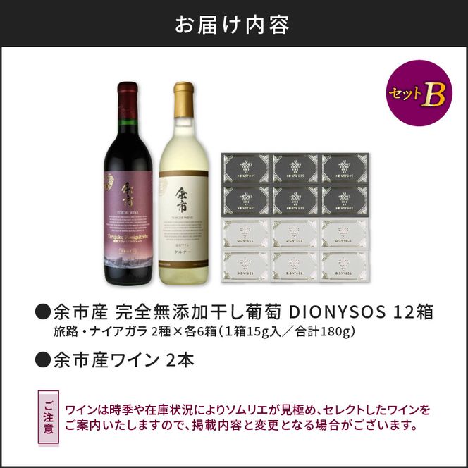 【ギフトボックス】余市産完全無添加干し葡萄と余市産セレクトワインのマリアージュセット ～B～_Y050-0026