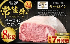 【特選】常陸牛（ひたちぎゅう）A5等級 サーロインブロック 8kg（茨城県共通返礼品 茨城県産）