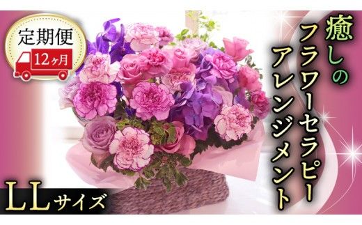 【 12ヶ月 定期便 】 癒し の フラワー セラピー アレンジメント LLサイズ お花 花 はな アレンジ リラックス リフレッシュ ストレス [CT131ci]