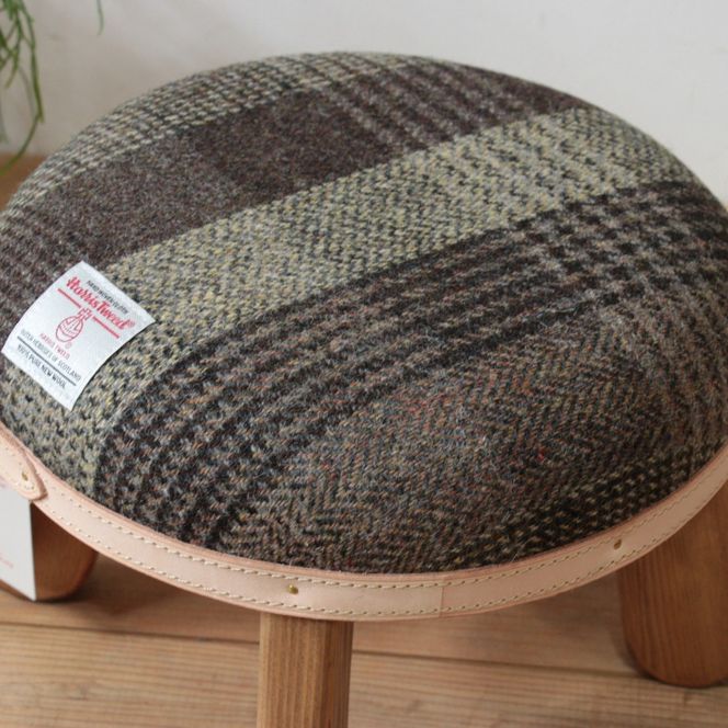 まぁるいスツール【ブラウンチェック】 子供 椅子イスキッズ HARRIS TWEED（ハリスツイード） Z126VC03