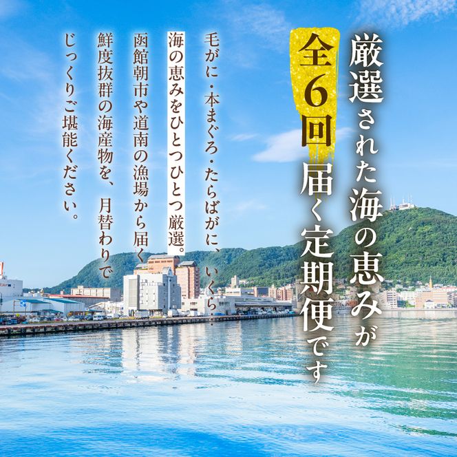 はこだて 海の幸 定期便 50万円 全6回 厳選 海の恵み 毛がに 本まぐろ たらばがに いくら 紅鮭ほぐし とろサーモン 昆布〆 いかそうめん 生ずわいがに かに 松前漬 プレミアム 海鮮瓶 鮮度抜群 海産物 月替り 堪能 お取り寄せ 50万 北海道 函館市 送料無料_HS001-006