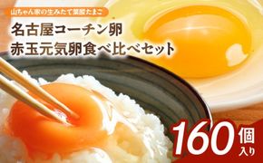 【山ちゃん家の生みたて葉酸たまご】名古屋コーチン卵・赤玉元気卵 食べ比べセット（各80個 合計160個入り）［132Y12］山ちゃん家 生みたて 葉酸たまご 名古屋コーチン卵 赤玉元気卵 食べ比べ セット 各 80個 合計 160個 入り 地鶏 卵 朝食 卵焼き 目玉焼き オムライス ゆでたまご 山田養鶏 お取り寄せ 愛知県 小牧市 送料無料