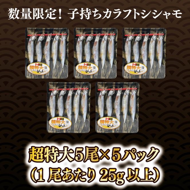 ししゃも 子持ち カラフトシシャモ 超特大 5尾 5パック 子持ちシシャモ カラフトししゃも 大洗 焼くだけ 簡単調理