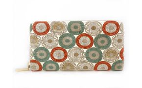 【文庫屋大関】 大容量　ぐるっとファスナーの長財布　笠菊＜若草＞【皮革工芸品】 ファッション小物 民芸品 