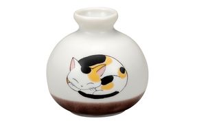 九谷焼　1.8号小つぼ花生　眠り猫　みけ 
