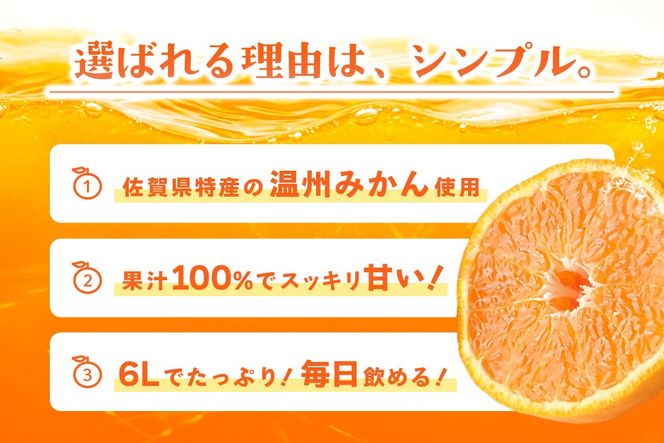 みかん100 1L×6本入り【みかんジュース 蓋付 天然 果汁100％】(H116234)