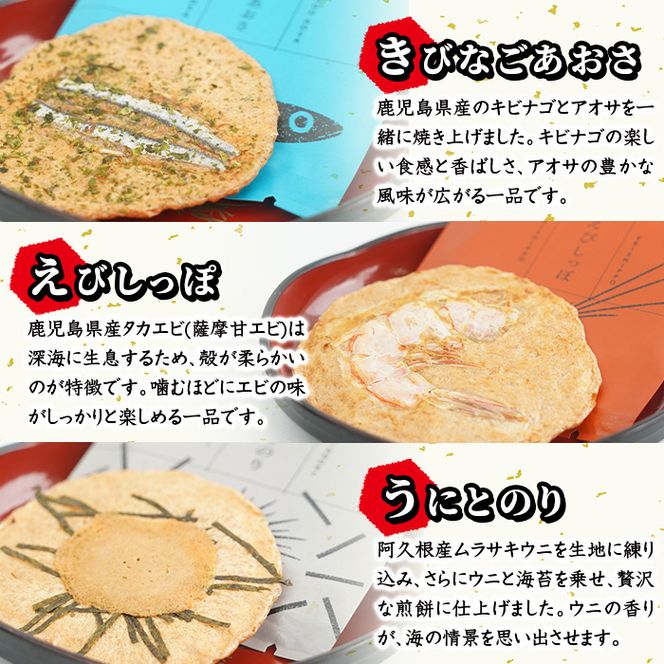 本格さつま揚げ煎餅！薩摩海山煎餅 ボリュームセット(6種・合計48枚) 国産 お菓子 おやつ 詰め合わせ さつまあげ せんべい 和菓子【まるじゅ本舗】akn002-21