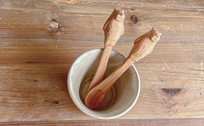 しろくまのデザートスプーン 1本 糸島市 / しろくも工房 【いとしまごころ】 木製 スプーン カトラリー[AEO005]