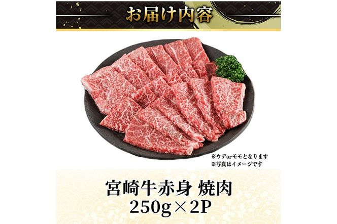 宮崎牛 赤身カット 焼肉 (計500g・250g×2) 焼肉 お肉 牛肉 黒毛和牛 宮崎牛 ブランド和牛 冷凍 国産 モモ ウデ 宮崎県産 【YM-20】【YAMATO株式会社】