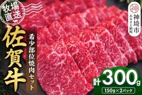 佐賀牛 希少部位焼肉セット150g×2パック計300g【佐賀牛 牧場直送 霜降り 赤身 小分け】(H122143)