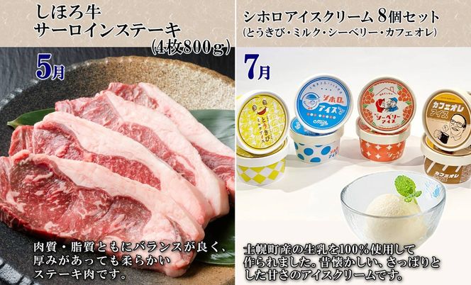 【CF】北海道 プレミアム 定期便 全6回 リブロース スライス サーロイン ローストビーフ ゴロッケ 北秀牛 ハンバーグ ポテトチップス アイス コロッケ 肉 冷凍 頒布 送料無料 十勝 士幌町 クラウドファンディング【X25-2-CF】