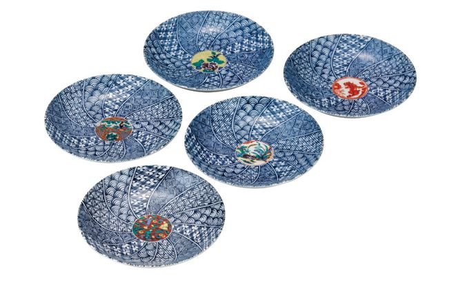 九谷焼　5.2号皿揃　時代画 （5枚セット）a01 食器 キッチン雑貨 キッチンアイテム 雑貨 小物 お皿 丸皿 食卓 テーブルコーディネート 